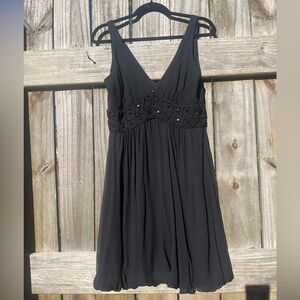 Tibi Black V-Neck Silk Dress Size 10